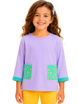 PILOLO - Lavender Printed Boat Neck Top