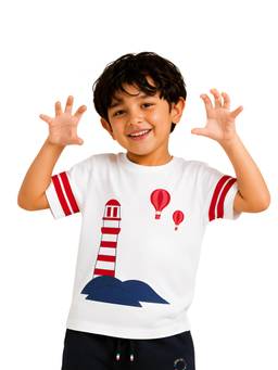 PILOLO - White Printed Round Neck T-Shirt