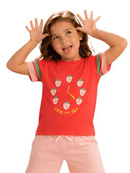 PILOLO - Red Embroidered Round Neck T-Shirt