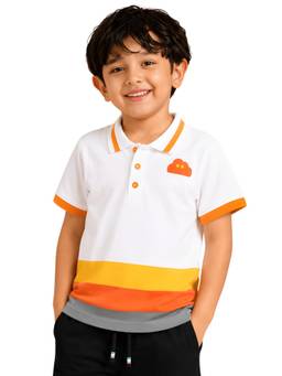 PILOLO - White Solid/Plain Collar Neck Polo T-Shirt