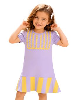 PILOLO - Lavender Self Design Round Neck Dress