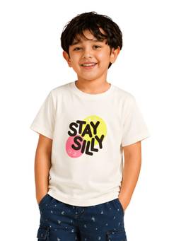 PILOLO - Cream Typography Crew Neck T-Shirt