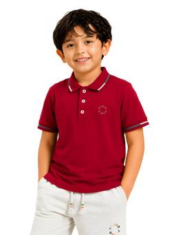 PILOLO - Red Solid/Plain Collar Neck Polo T-Shirt