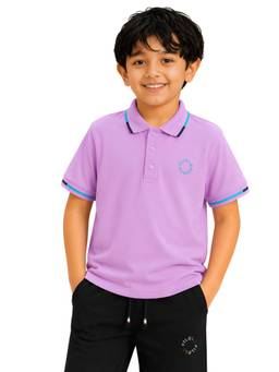 PILOLO - Lavender Solid/Plain Collar Neck Polo T-Shirt