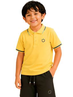 PILOLO - Yellow Solid/Plain Collar Neck Polo T-Shirt