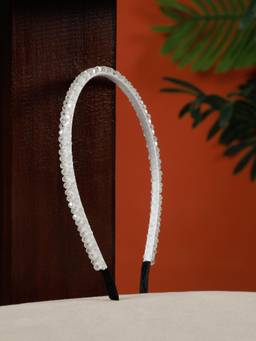 Creeva - White Floral Shape Crystal Hair Band