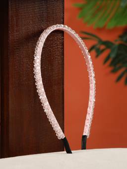Creeva - Pink Floral Shape Crystal Hair Band