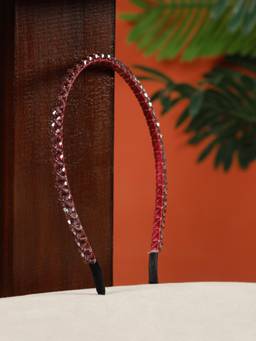 Creeva - Wine Floral Shape Crystal Hair Band