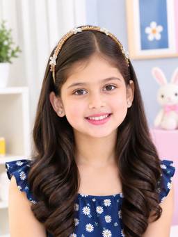 Creeva - Golden Crystal Flower Hair Band