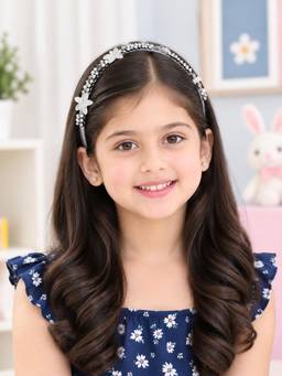Creeva - Black Crystal Flower Hair Band