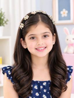 Creeva - Black Crystal Flower Hair Band