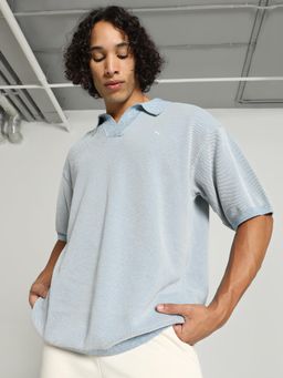 Puma - Basketball Nostalgia Mens Knitted Polo T-shirt - Blue