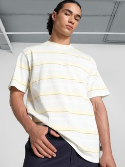 Puma - MMQ Striped Mens Relaxed Fit T-shirt - White