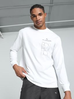 Puma - Working Document Long Sleeve Mens Relaxed Fit T-shirt - White
