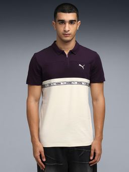 Puma - Essentials ELEVATED Mens Colorblock Polo T-shirt - Purple