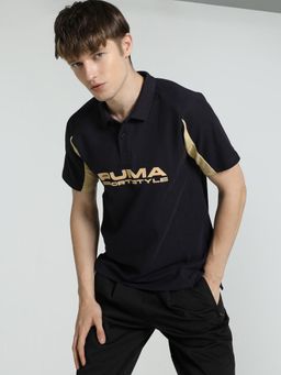 Puma - WARDROBE Essentials Mens Slim Fit Colorblock Polo T-shirt - Blue