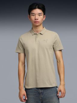 Puma - PREMIUM Essentials Mens Jacquard Polo T-shirt - Beige