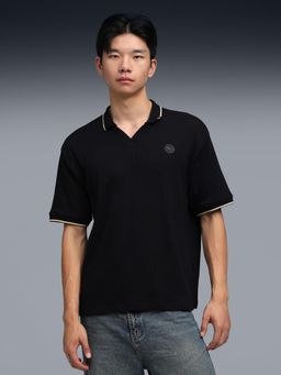 Puma - PREMIUM Essentials Mens Jacquard Rib Polo T-shirt - Black