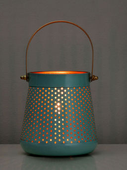 At Home by Nilkamal - Decorative Modern Trapeze Metal Lantern (Green)