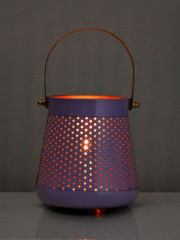 At Home by Nilkamal - Decorative Modern Trapeze Metal Lantern (Lavender)