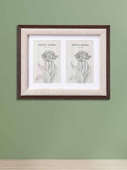At Home by Nilkamal - Dual Border MDF Wall Mounted Photo Frame (Beige, 4 x 6 Inch)