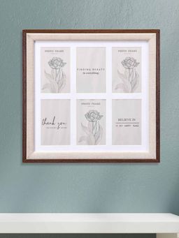 At Home by Nilkamal - Dual Border MDF Wall Mounted Photo Frame (Beige, 4 x 6 Inch)