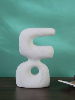At Home by Nilkamal - Abstract Hook Marble Finish Polyresin Table Decor Showpiece (White)