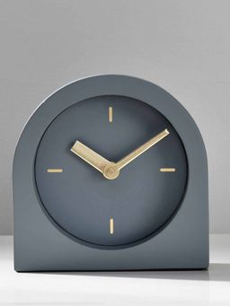 At Home by Nilkamal - Round with Arch Shape Wooden MDF Table Clock (Grey)