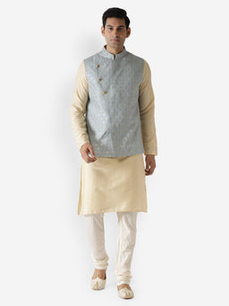 KISAH - Men Blue Kurta Jacket (Set of 3)