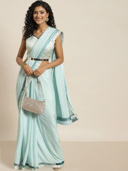 Odette - Women Sea Green Poly Silk Embellished Saree with Unstitched Blouse