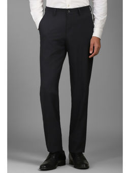 Louis Philippe - Men Black Regular Fit Solid Flat Front Formal Trouser