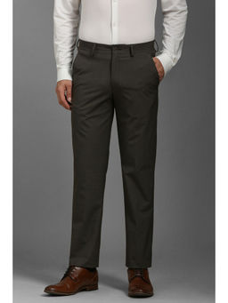 Louis Philippe - Men Grey Regular Fit Check Flat Front Formal Trouser