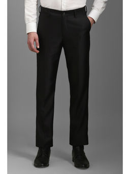 Louis Philippe - Men Black Slim Fit Solid Flat Front Formal Trouser