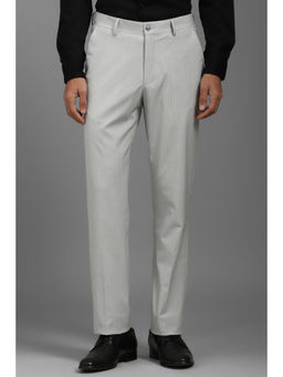 Louis Philippe - Men Grey Slim Fit Check Flat Front Formal Trouser