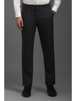Louis Philippe - Men Grey Regular Fit Check Pleated Formal Trouser