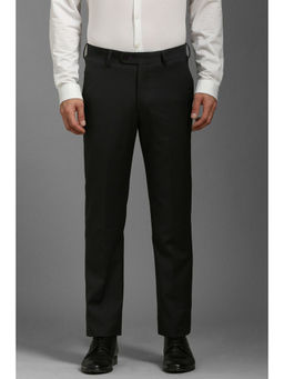 Louis Philippe - Men Black Slim Fit Check Flat Front Formal Trouser