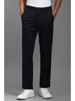 Louis Philippe - Men Black Slim Fit Solid Flat Front Casual Trouser