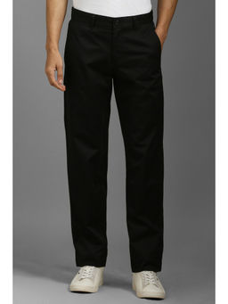 Louis Philippe - Men Black Slim Fit Solid Flat Front Casual Trouser