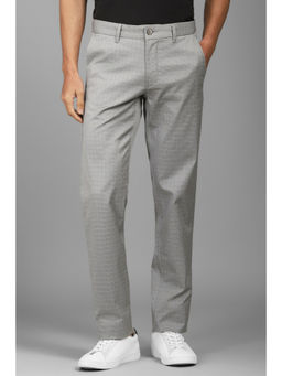 Louis Philippe - Men Grey Slim Fit Check Flat Front Casual Trouser