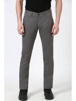 Peter England - Men Grey Print Low Skinny Fit Trouser