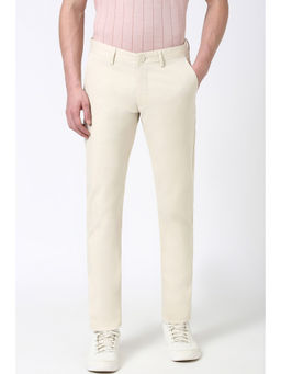Peter England - Men Beige Solid Low Skinny Fit Trouser