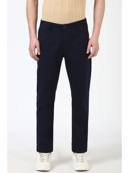 Peter England - Men Navy Blue Solid Slim Fit Trouser