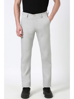 Peter England - Men Grey Textured Super Slim Fit Trouser