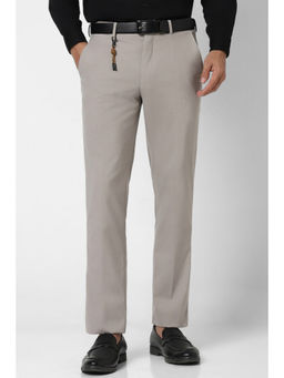 Van Heusen - Men Grey Solid Slim Fit Casual Trouser
