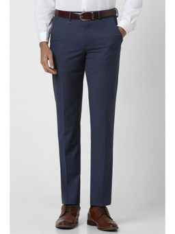 Van Heusen - Men Navy Blue Check Slim Fit Trouser