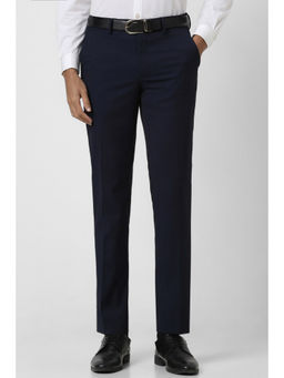 Van Heusen - Men Navy Blue Solid Slim Fit Trouser
