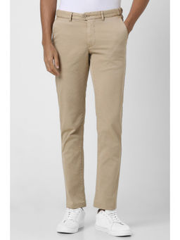 Van Heusen - Men Beige Solid Slim Fit Trouser