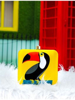 NR by Nidhi Rathi - Yellow & Black Printed Box Clutch