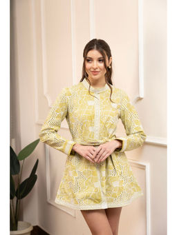 ALLUREARMOIRE - Women Floral Print A-Line Mini Dress with Belt