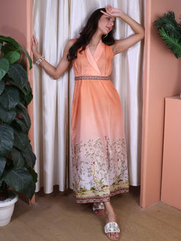 ALLUREARMOIRE - Women Shirt Collar A-Line Maxi Dress with Belt